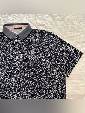 Greyson Polo Shirt Innisbrook Copperhead Mens XL Blue AOP Floral Hidden Wolf